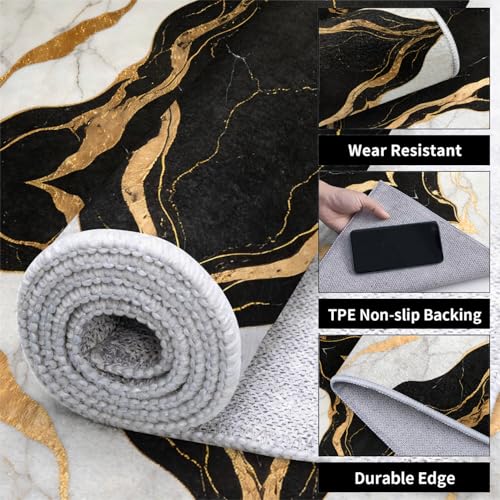 Tapete Decorativo Mármol Negro Oro 5x8 pies miniatura 5