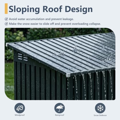 Image of Polar Aurora 12x4 FT Outdoor Storage Shed & Hardtop Gazebo Combo, 6x4 FT Small Metal Shed with Open-Sided Pergola, 2-in-1 Weatherproof Lean to Garden Tool Shed