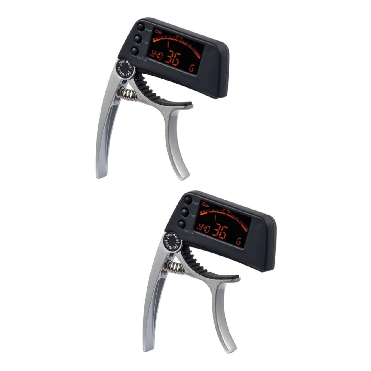 2stücke Digitales Lcd Clip Stimmgerät Und Kapodaster Für Gitarre Ukulele Bass Präzise Abstimmung Hochsensitiv Robust Silberfarben