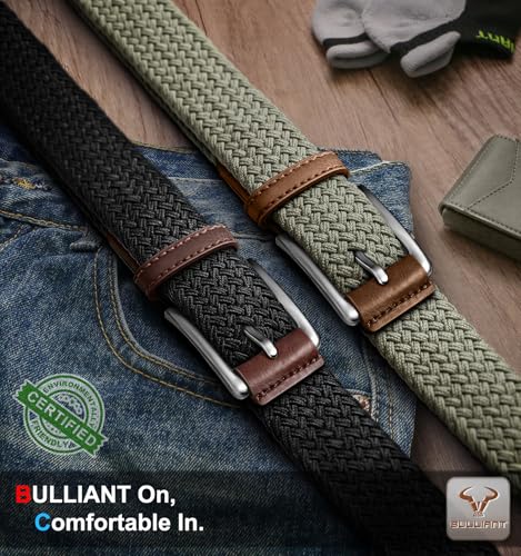Image of BULLIANT Belt for Men 2Pack,Mens Gift Stretch Braided Web Belt Elastic for Casual Golf Jeans,1 3 /8 inch