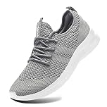 FUJEAK Men's Lightweight Breathable Casual Comfortable Slip on Fitness Sport Fashion Athletic Sneakers Grey 10 UK