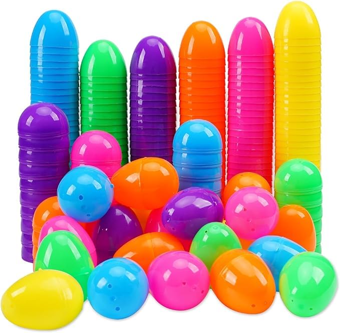 Abakuku 500 Pcs Easter Eggs,2.35" Assorted Bright Colors Plastic Easter Eggs for Easter Hunt,Easter Themed,Decorations,Basket Stuffers Fillers