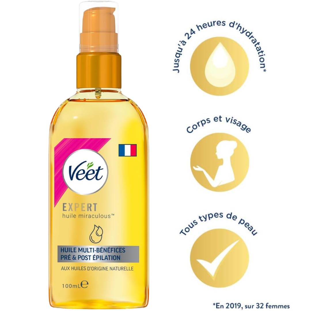 Veet - Kit Chauffe Cire Épilation avec 1 Kit Roll-On Veet, 1 Recharge EasyWax, 12 bandes de tissus et Huile après Épilation