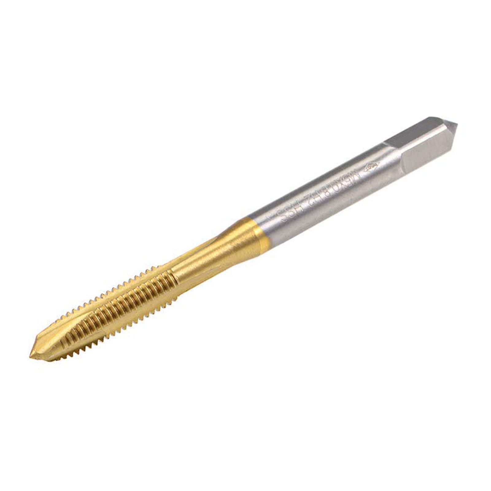 Ta-Vigor M5 X 0.8Mm Metric Machine Tap, H2 Titanium Coated High Speed Steel 3 Straight Flutes Screw Thread Tapping Threading Diy Tool