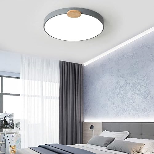 Miniatura 4 de ZSJPDP Lámpara de techo LED de montaje empotrado para cenizas de arena nórdicas, lámpara de techo delgada de 1.9 pulgadas con decoración de troncos