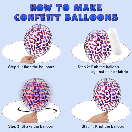 Image of Lukiituke Red White and Blue Balloons, 60Pcs Red and Blue Balloons | 12in Latex Balloons for Independence Day, Patriotic, Memorial, Birthday Decorations