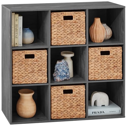 Image of Best Choice Products 9-Cube Storage Organizer, 11in Shelf Opening, Bookcase, Display Shelf, Customizable w/ 3 Removable Back Panels - Dark Gray