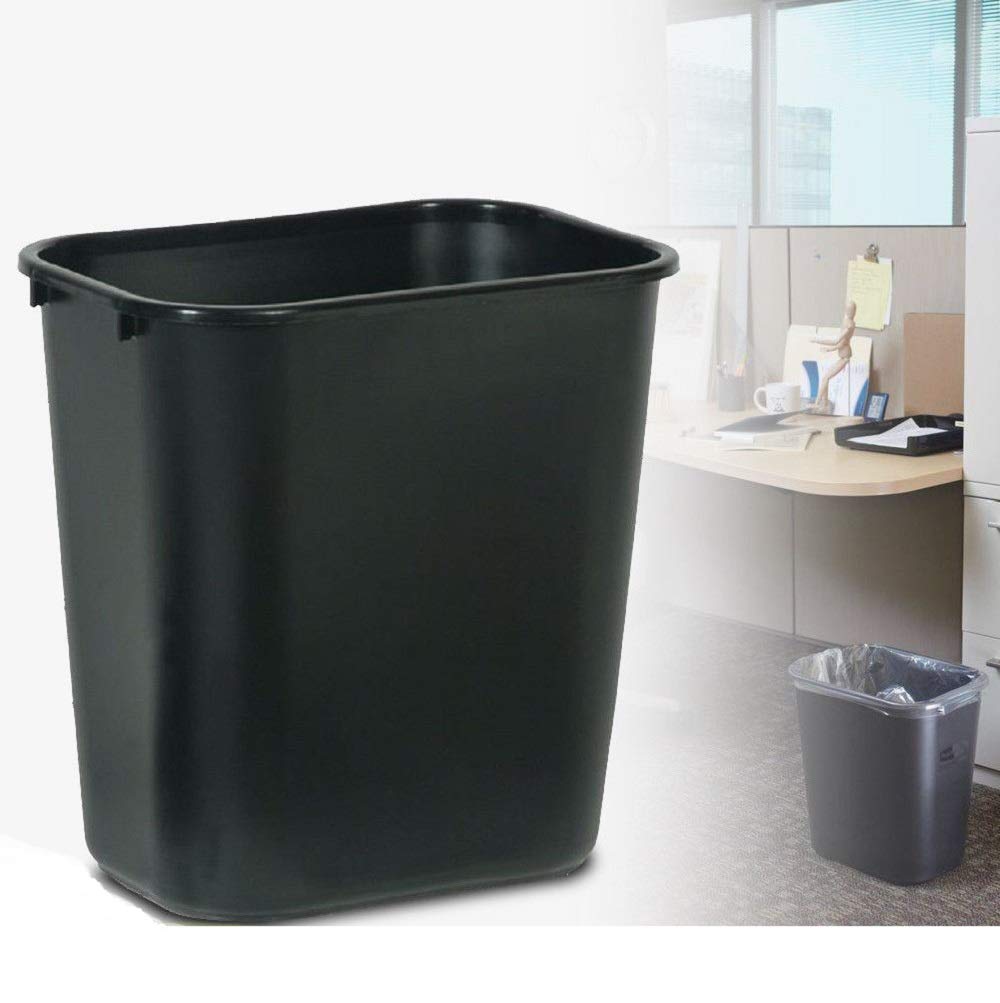 Plastic Garbage Home Office Recycle Bin 7 Gal Black - Outdoor Trash can - Kitchen Trash can - Trash can for Bathroom - Kitchen Trash can - Outdoor Trash can for Patio - Camping Trash can.