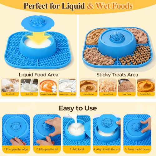 Image of Slow Feeder Dog Bowls 3-in-1 & Lick Mat & No‑Choke Risk Rolling Ball