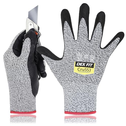 DEX FIT Level 5 Cut Resistant Gloves Cru553, 3D-Comfort Fit, Firm Grip, Thin &...