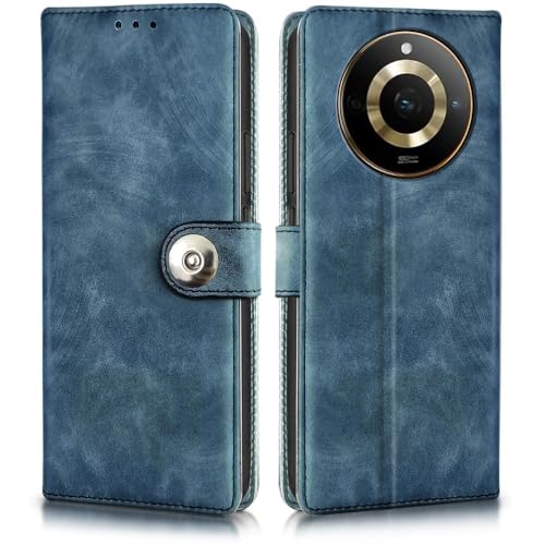 Image of WOW IMAGINE Shock Proof Flip Cover Back Case for Realme Narzo 60 PRO | 11 PRO | 11 PRO Plus 5G (Magnetic Button Flip Case | Wallet Pockets & Stand | Leather Finish | Aquamarine)