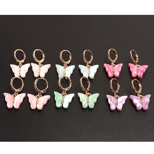 Butterfly Earrings Tiny Hoop Earrings Colorful Acrylic Butterfly Earrings For Women3