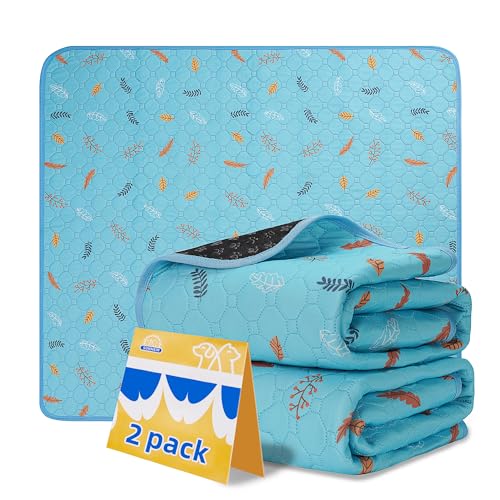 Image of Sunheir Washable Pee Pads for Dogs - 2-Pack Thick Heavy-Absorbency Reusable Pee Pads Prevent Leakage Non-Slip, Waterproof Pet Training Pads for Puppy Playpen, Crate, Whelping Box, Potty Training, Blue