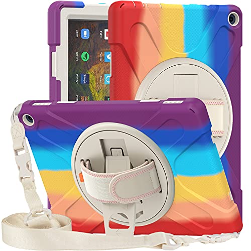360�x��]�� Fire HD 10 /HD 10 Plus 2021 �P�[�X ���|�� �^�u���b�g�J�o�[ PC �V���R�� ��� �L�b�Y �q�� �V�����_�[�X�g���b�v �x���g �ϏՌ� ��]�x���g �����h�~ �A�E�g�h�A ���F (Fire HD 10/HD 10P