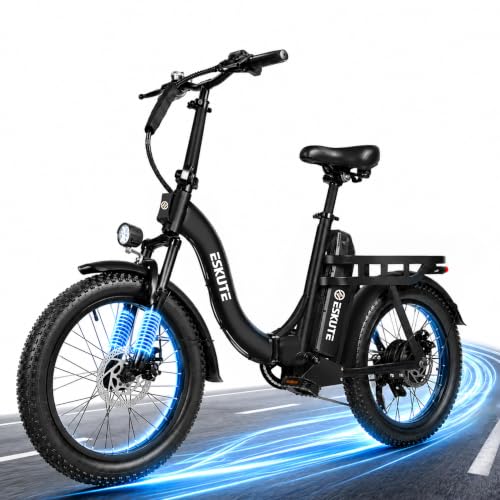 ESKUTE Electric Bike for Adults – 1200W Peak Motor, Folding 20x3 Fat Tire E‑Bike, 48V 13Ah Battery, Step‑Through Cargo Fold Ebike, NFC Unlock, 20+ MPH, 7‑Speed, Up to 55 Miles image 4