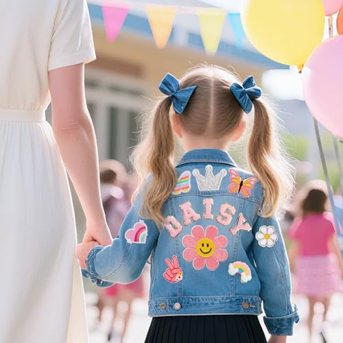 Personalized Kids Denim Jacket with Names, Custom 1-8 Years Old Girls Boys Patch Jean Jackets, Toddler Denim Jacket Spring & Fall Clothes Cute Jackets, Back to School Outfits Birthday Christmas Gifts2