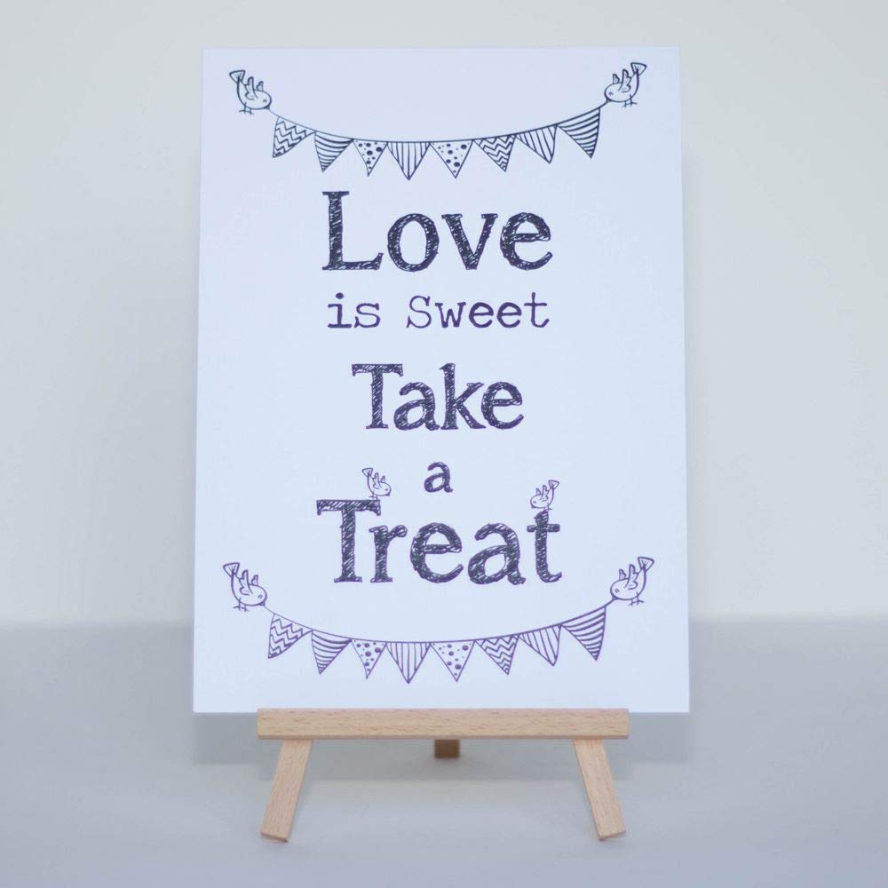 Candy Sweet Bar Sign White 'Love Is Sweet' Sign And Easel Stand - Wedding