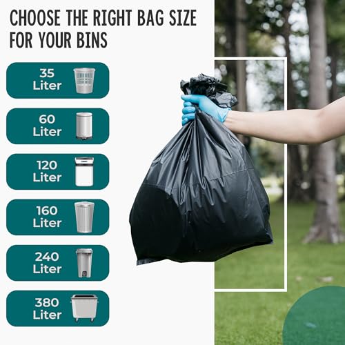 Miniatura 2 de Bolsas de basura de 240 l, extremadamente resistentes, extrafuertes, ideales para el hogar, el jardín y la empresa, 4 rollos de 10 unidades, bolsas de basura resistentes para renovación y