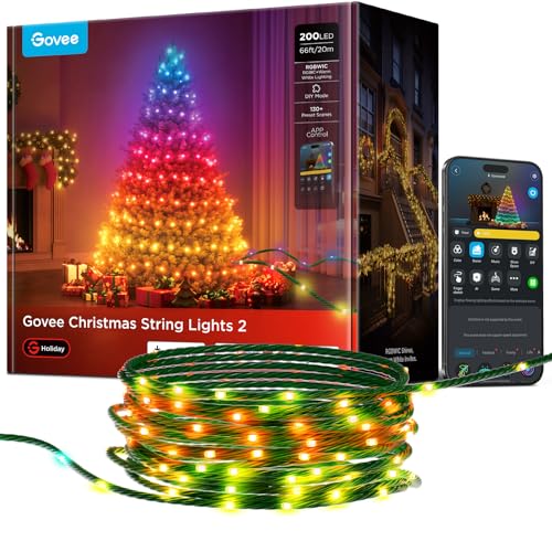 Govee Christmas Lights 2, RGBWIC 66FT 200LEDs Holiday String Lights