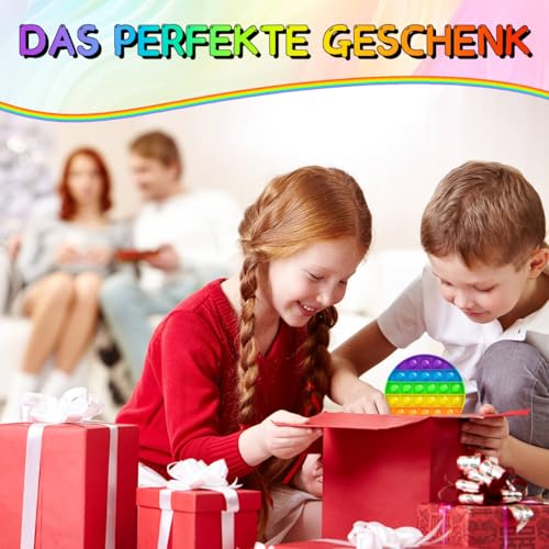 4 Stück Push POP BubbleToy Set - Bubble Popet Antistress Spielzeug,Sensorisches lindert Autismusangst,Antistress Spielzeug Regenbogen für Kinder und Erwachsene (Fidget-Rainbow-Circle)