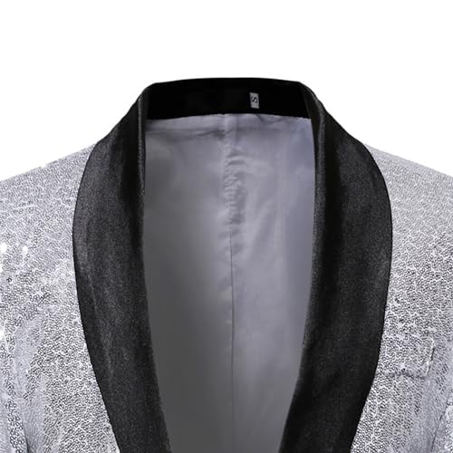 Men's Sequins Suit Jacket Slim Fit Shawl Lapel Blazer Sport Coats 1 Button Tuxedo Jackets for Prom Party Dinner3