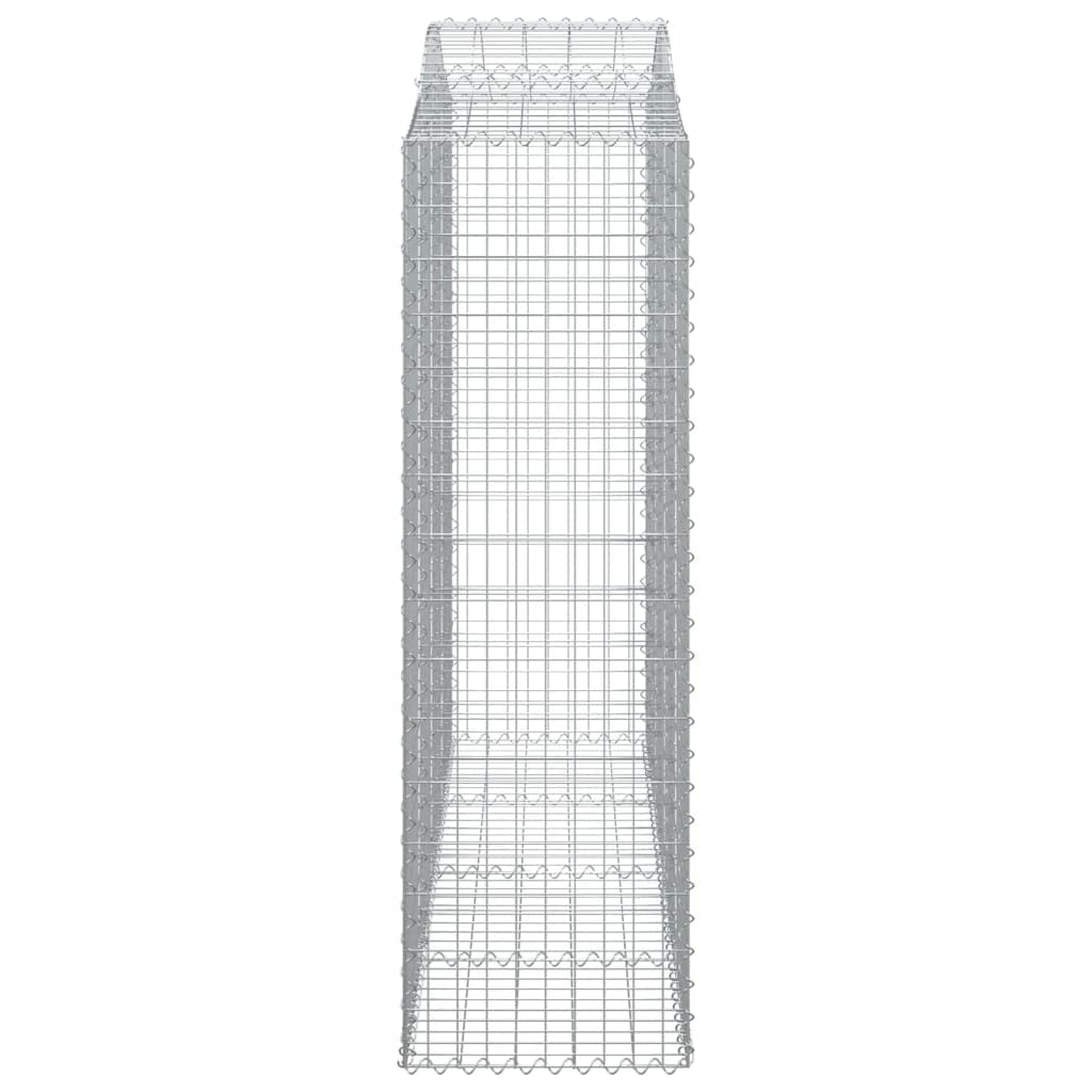 Gaviones con arco alto, 3 unidades, 200 x 50 x 160/180 cm, hierro galvanizado para barreras de jardín y privacidad, cestas de alambre resistentes a la corrosión como protección contra el ruido