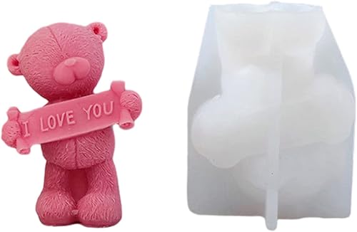 Miniatura 5 de NUEAYMS Lindo molde de silicona de vela con forma de oso para decoraciones de escritorio hechas a mano yeso resina epoxi vela molde de silicona para