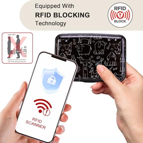 Image of ELFISH Mini RFID Aluminum Wallet Credit Cards Holder Business Card Case Metal ID Case for Men Women (Animal)