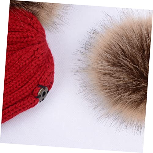 Knitted Hat Pom Poms Unisex Boy Girl Cap for Boys and Girls Years Beanie for Boys and Girls Black Faux Fur Style2