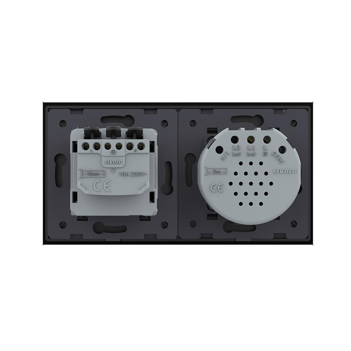 LIVOLO Funk Serienschalter Touch und Steckdose mit Glasrahmen VL-C702R/C7C1EU-12-A Schwarz