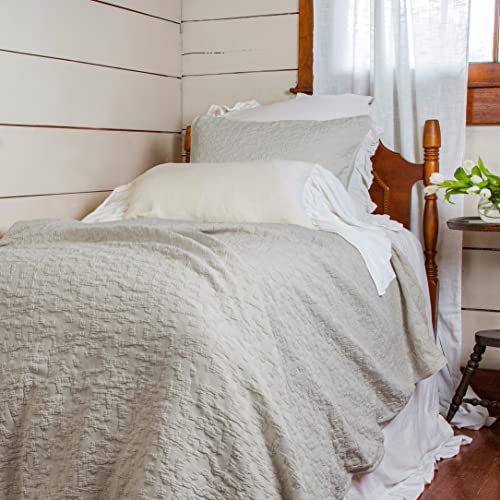 Image of HiEnd Accents Porto Matelasse 3 Piece Comforter Set with Pillow Shams, Queen Size, Cotton Light Taupe Textured Modern Boho Chic Casual Luxury Bedding, 1 Comforter, 2 Pillowcases