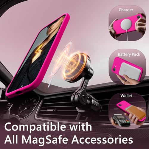 Image of FireNova Magnetic for iPhone 17e Case /iPhone 16e Case, Compatible with MagSafe, [Silicone Camera Protection] Microfiber Lining Phone Case, 6.1 inch, Hot Pink