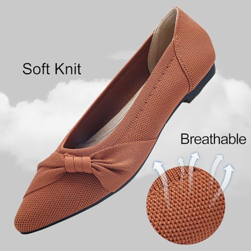Image of HIULYCENCE Pointed Toe Flats for Women Ballet Flats | Comfortable Dressy Knit Lightweight Casual for Work Office Womens Flats
