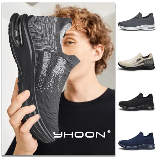 Image of Mens Walking Shoes Slip on Lightweight Running Shoes Workout Athletic Tennis Shoes Gym Sneakers