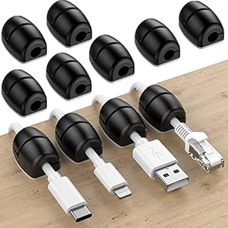 SOULWIT 16Pcs Cable Holder, Cable Management Clips Sticky Cord Organiser Silicone Self Adhesive for Desktop USB Charging Cable Power Cord Wire PC Office Home (Black)