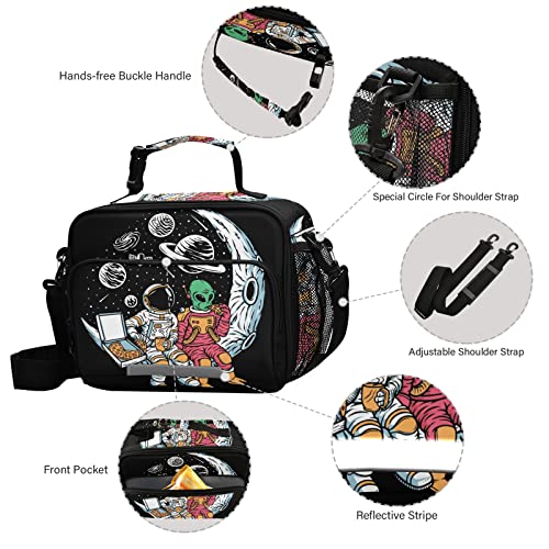 Galaxy Astronauts Alien Kids Lunch Bags For Boys Girls Planet Kids Cooler Reusable Organizer Tote Lunch Bag Lunch Box Insulated Thermal With Adjustable Shoulder Strap For School Picnic Beach Sporting #TOP3