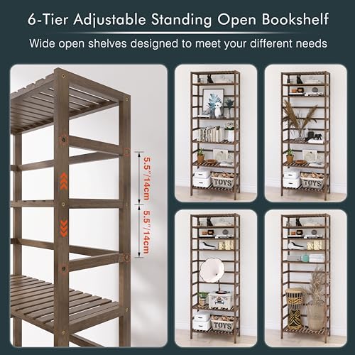 HITNET-Libreria-a-6-piani-ripiani-in-bambu-con-ripiani-regolabili-per-soggiorno-bagno-cucina-corridoio-noce