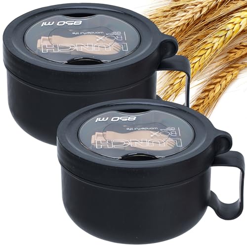 2 Pack Soup Bowl with Handles, Microwave Ramen Bowl with Lid for Soup and...