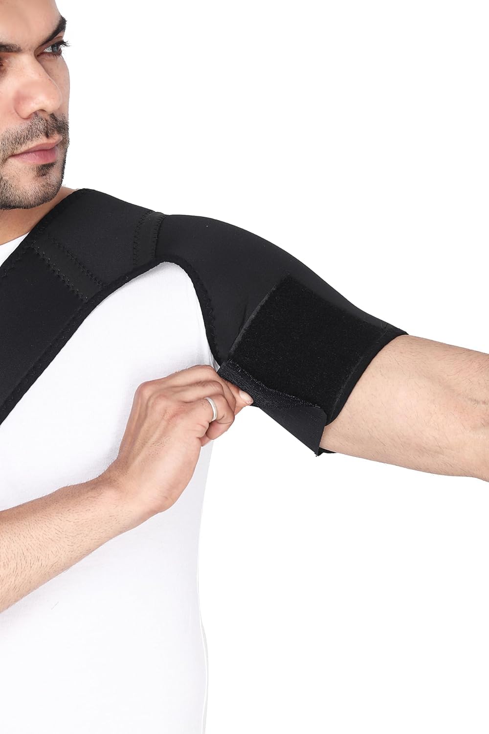 VINIGO Unisex Shoulder Support Wrap Left/Right With Adjustable Stretch Strap Wrap Belt For Rotator Cuff, Arthritis, Dislocated AC Joint, Labrum Tear, Shoulder Pain - Universal - Image 3 thumbnail