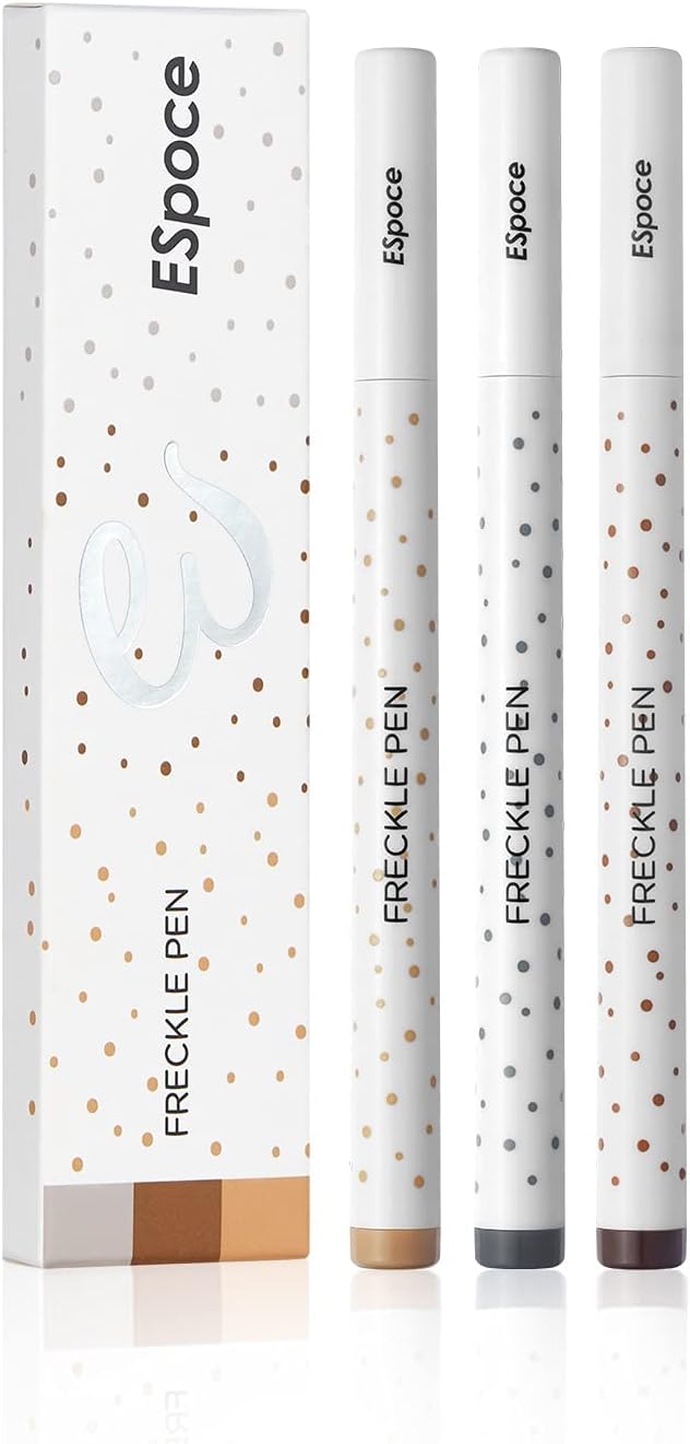 Marine Forest Freckle Pen 3 Colors Waterproof Long Lasting Quick Dry Small Spot Natural Like Face Freckle Makeup Pen, Dark Brown, Light Brown and Grey, Upgrade Design