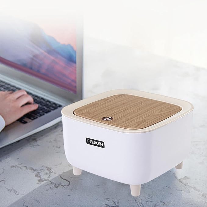 Brikipth Desktop Trash Can Rubbish Can with Lid Fruit Tiny Plsatic Trash Can Bathroom Trash Cans with Lids Wastebaskets Table Office Trash Paper White Pp Pressure 1