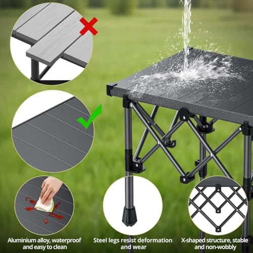 Table de camping pliante en aluminium avec hauteur réglable Anbte - 7