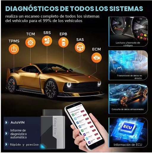 NUEVO Escáner EDIAG ELITE OBD2 para Todos los Sistemas Herramienta de Diagnóstico de Coche 15 Servicios Control Bidireccional Actualización Gratuita de por Vida