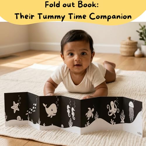 Image of Nubokind Flash Cards for New Born Baby (2-in-1 Combo) | High Contrast Flash Cards for 0-3 Months | Tummy Time Banner Toys for Newborns 0-6 Months & Older