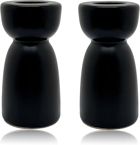 Miniatura 7 de Portavelas de cerámica blanca con forma cónica, portavelas moderno y bohemio para mesa de escritorio, comedor, baño, decoración de boda, paquete de 2