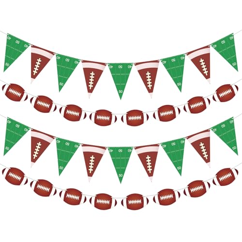 4 PCS Football Party Decorations Football Banner Flags Football Paper Garlands with Pennant Buntings for Sports Theme Birthday Party Decorations Baby Shower
