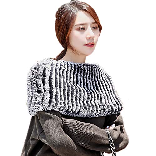 Women Cape Genuine Rex Rabbit Hair Shawl Elastic Knitted Scarf Pullover Wrap Winter Warm Party3