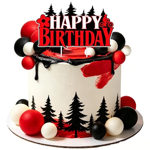 Stranger TV Cake Toppers Happy Birthday Cakes Decorations Red Black White Cake Balls for Horror Party Decor Spooky Eclectic Themed Party Supplies (Stranger)