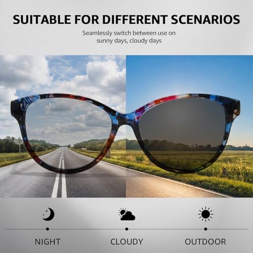 Myiaur Selbsttönende Sonnenbrille Damen Modische Katzenauge Polarisiert Photochrome UV400 Schutz für Autofahren & Outdoor