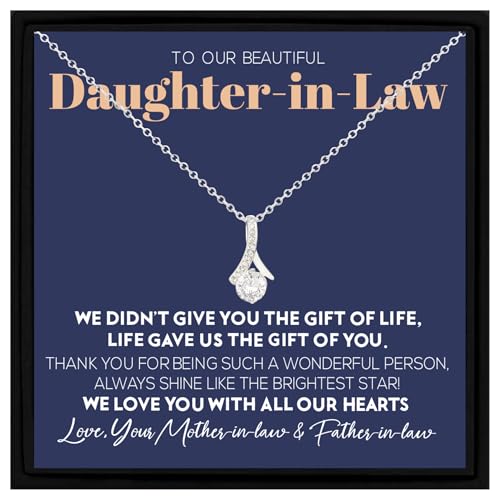 Necklace Gift for Daughter in Law - Pendant with Message Card & Box Surprise for Christmas or Birthday
